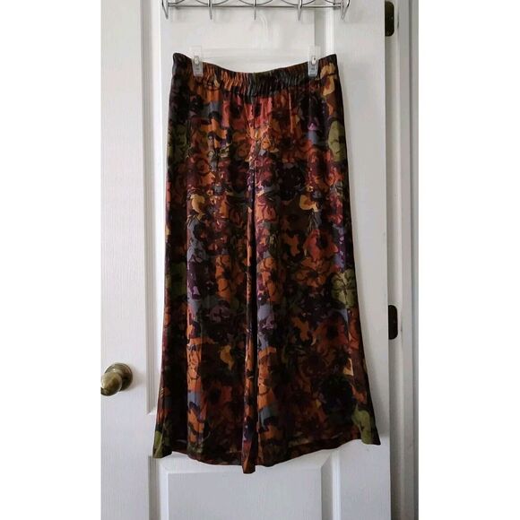 Anthropologie Cartonnier Women's Collete Wide Pants Motif Cropped Rayon Size 8